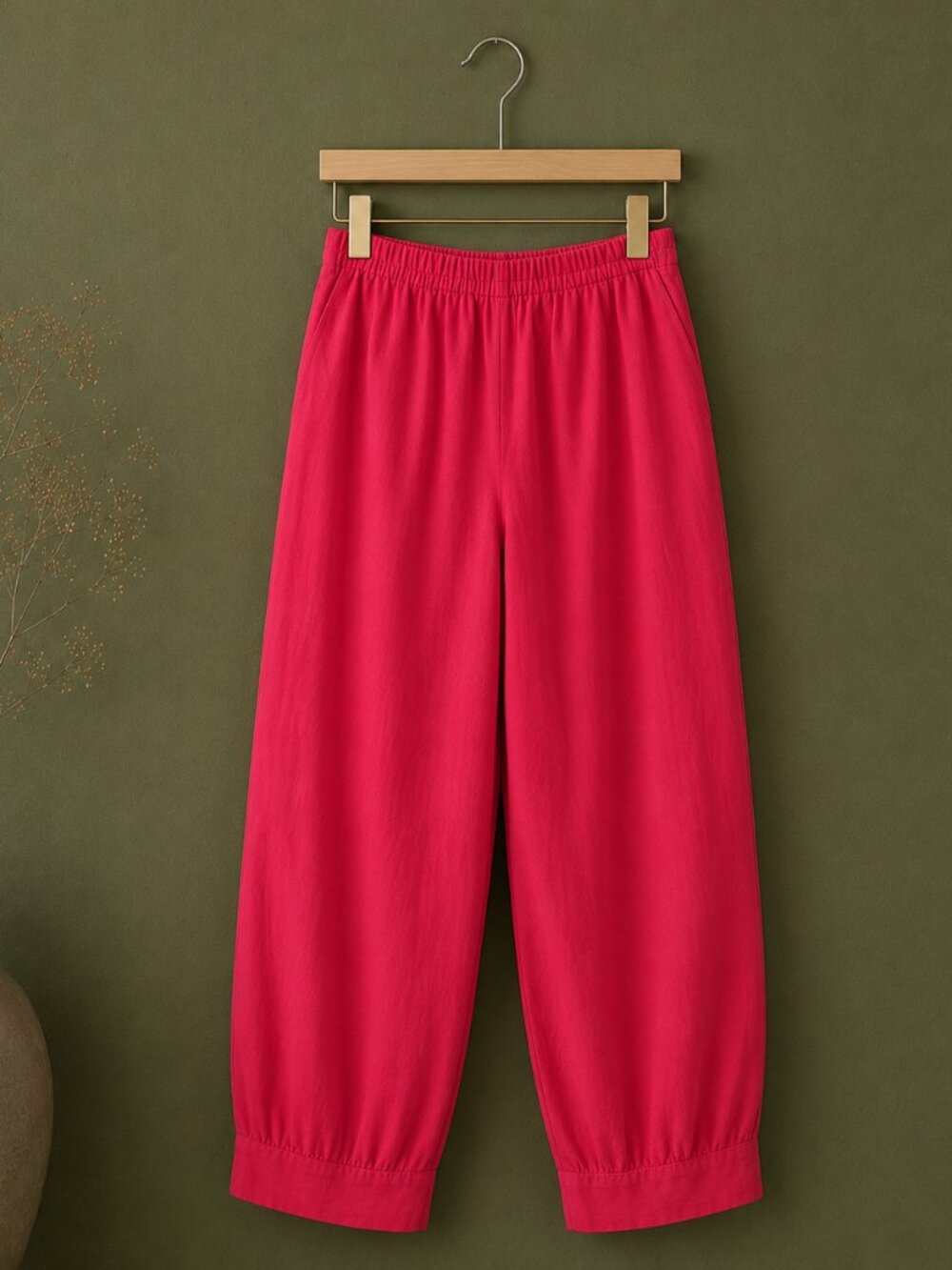Bryn Walker Viral Lantern Raspberry Crop Pants XXS 100% Cotton Made USA Balloon
